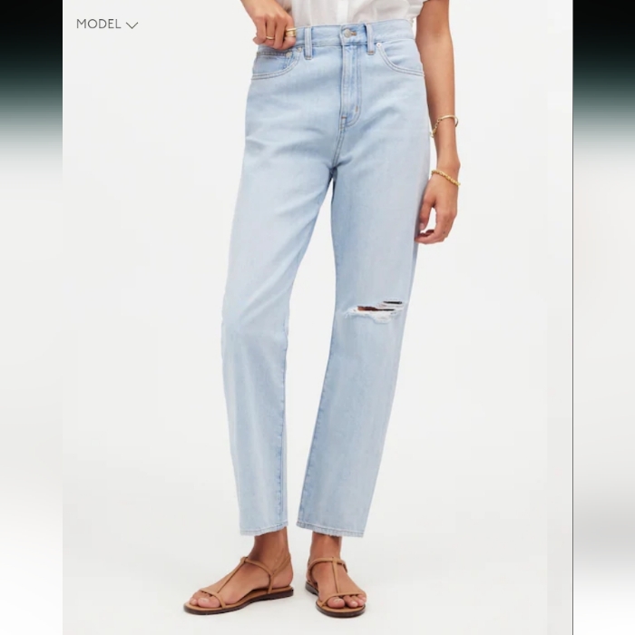 Madewell Fitzgerald Light Wash Rigid The 90s Straight Crop Jeans